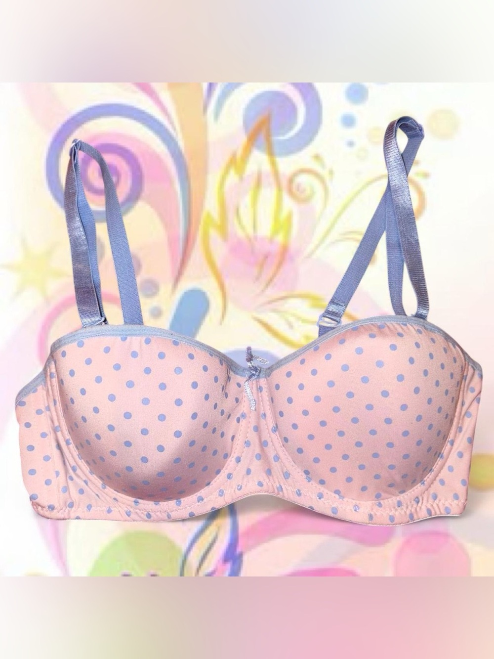 vintage y2k balconette multiway/strapless push-up bra - mudd, sz 34c